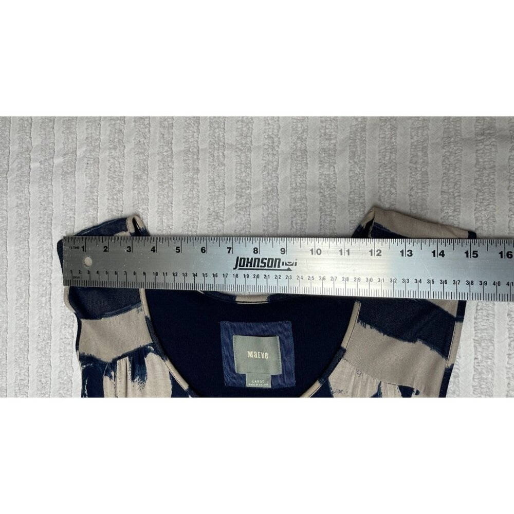 Maeve Womens Keyhole Neck Stripe A-Line Belted Dress Size Large Blue Sleeveless - Picture 5 of 10
